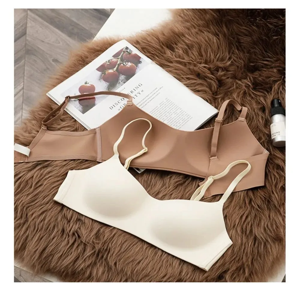 Comfortable Soft Comfort Wireless Bra Breathable Fabric Thin Cup Push Up Bra Non-Wire Elastic Seamless Bra Lingerie Beauty