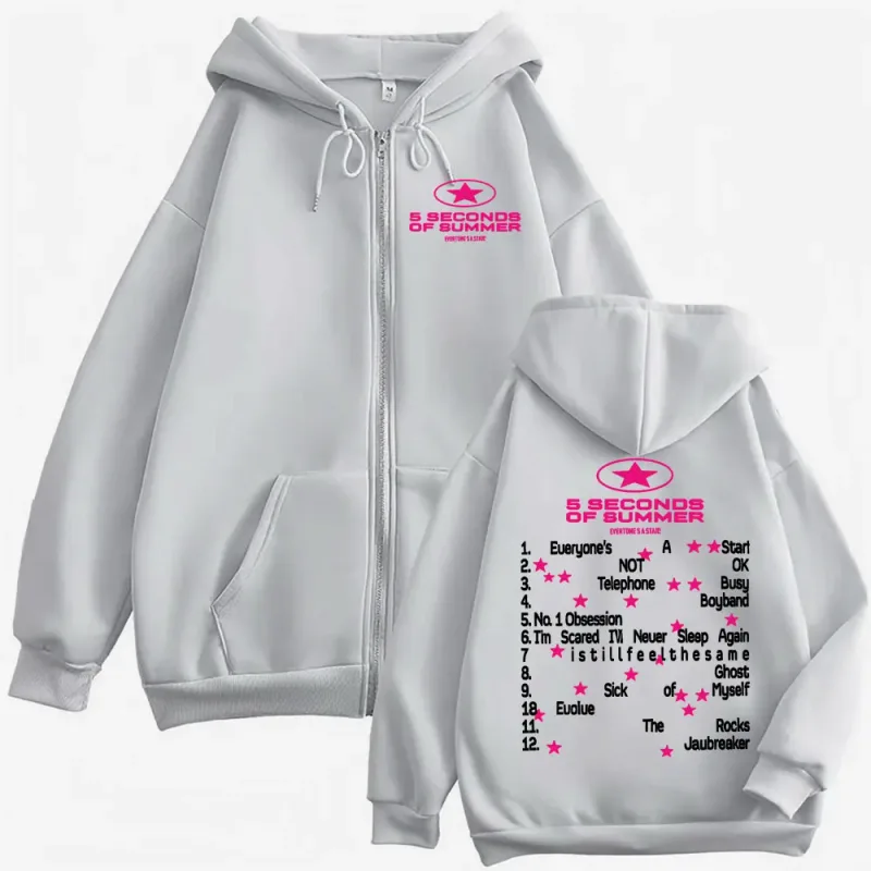 5 Seconds of Summer Everyone's A Star Album Tour Zipper Hoodies Mens Clothes Hip Hop Punk Jacket Sweatshirt Casual Zip Up Hoodie — image 7