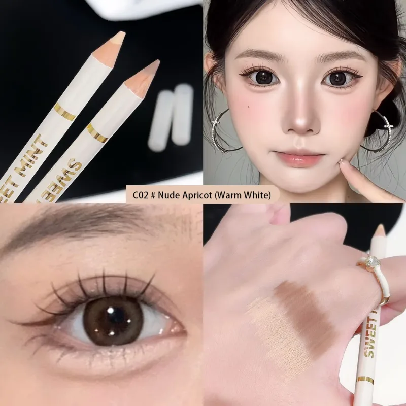 2-in-1 Apricot Pink Matte Under Eye Pencil Aegyo Sal Matte White Highlighter Lying Silkworm Pen Eye Makeup Easy To Use Eyeshadow