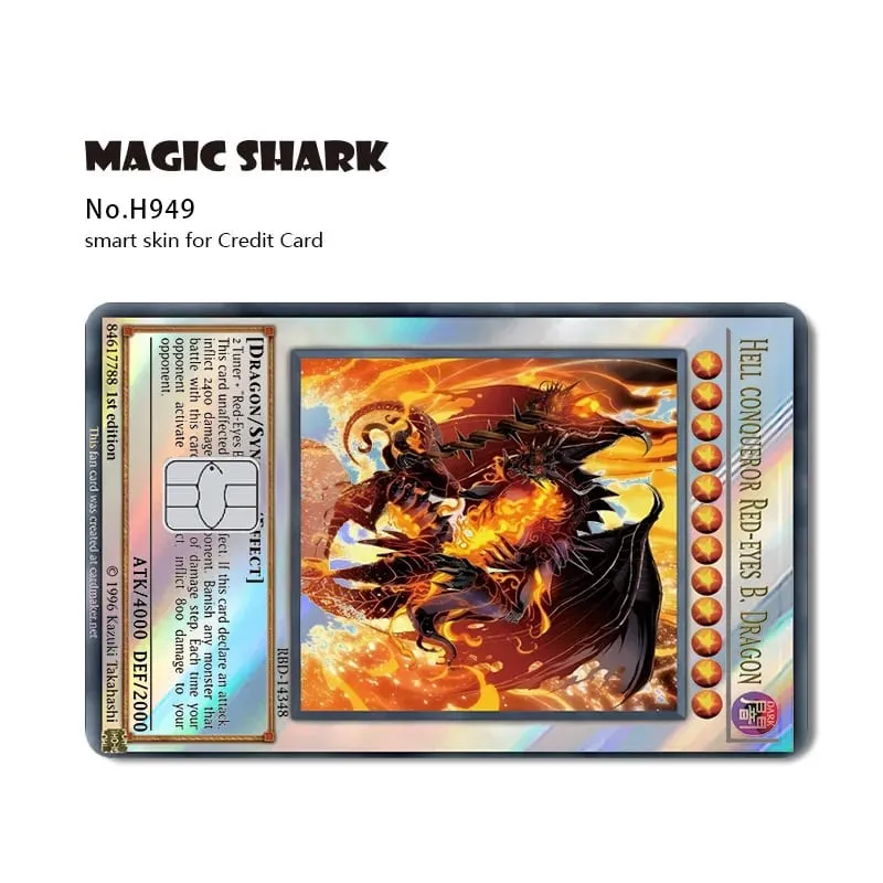 Magic Shark Yo-gi-oh Blue Eyes Dragon Game Shinny Holographic Laser Debit Credit Card Sticker Film Skin Front Cover — image 15