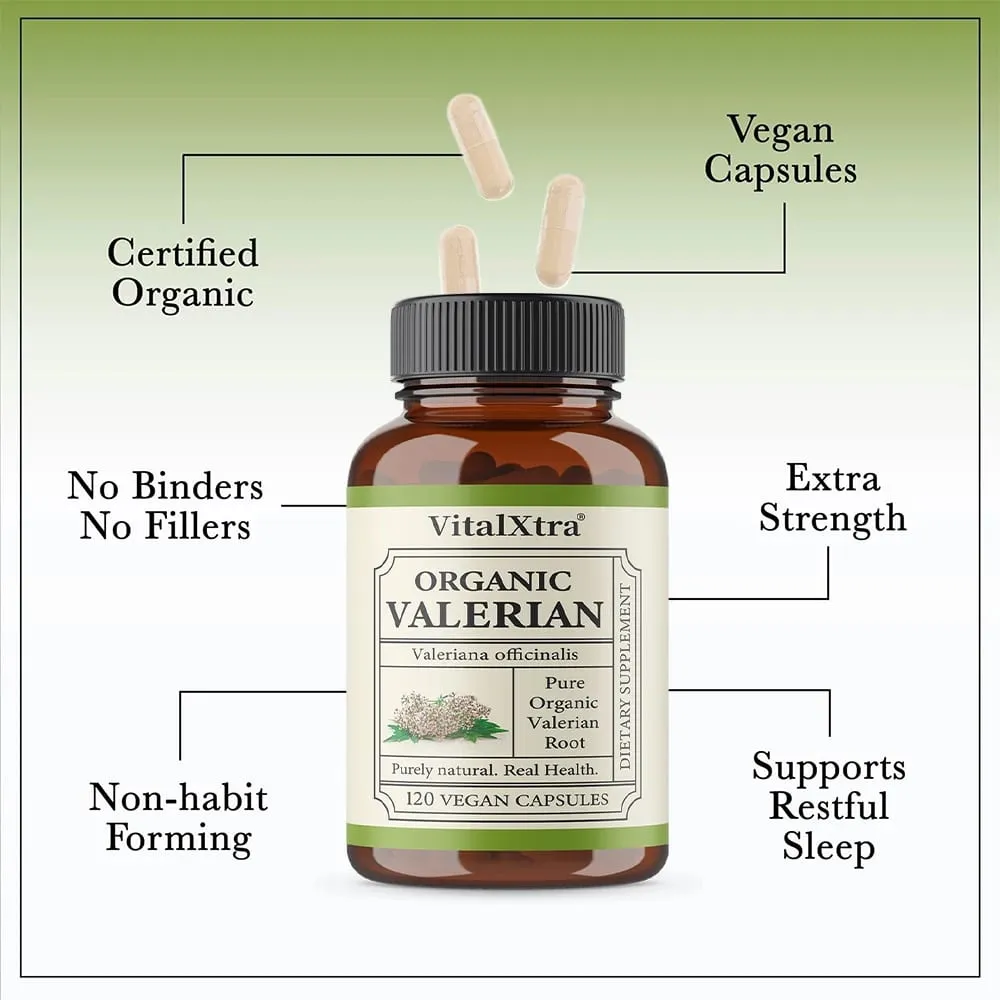 Premium Valerian Root Capsules 450mg Natural Sleep & Relaxation Support Relieves Stress Vegan Non-GMO for Men & Women — image 2