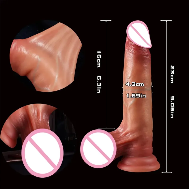 Realistic Silicone Dildo Black Soft Penis Sliding Foreskin Cock Male Genitals Vaginal Masturbation Suction Cup Dick Anal Sex Toy — image 13
