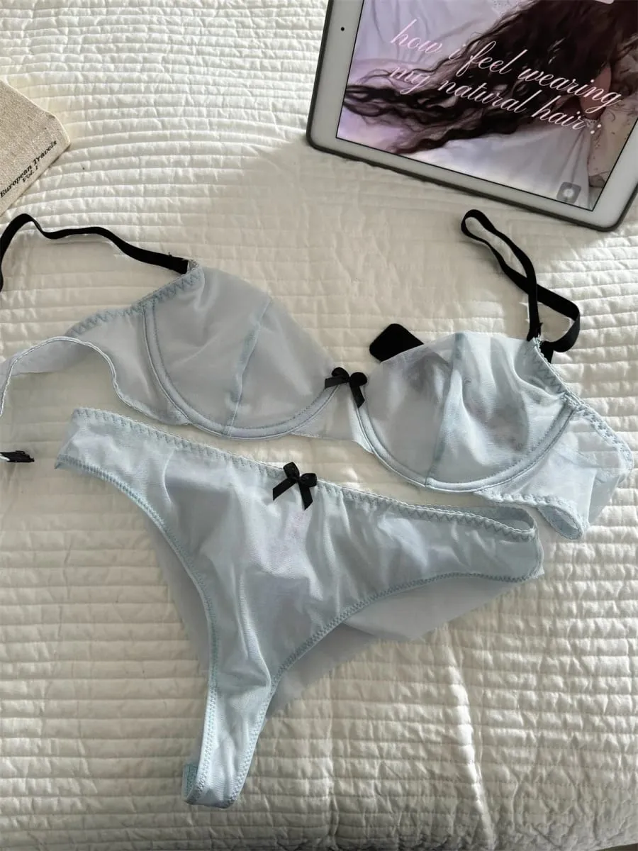 Lightweight breathable stretch tulle bra for women lingerie push up laides underwear larger busts bras with panty suit — image 3