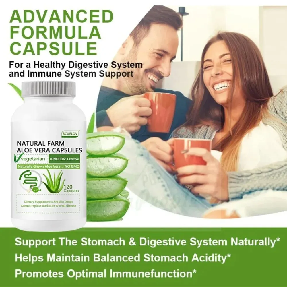 Aloe Vera Extract Capsules - Helps Cleanse and Detoxify The Colon Burn Fat Maintain Stomach Acid Balance and Boost Immunity — image 3