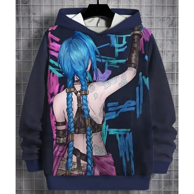 2026 Arcane Jinx Anime 3D Print All Seasons Children Casual Sweatshirt Cool Pullover Tops Unisex Clothes Boy Hoodies Clothes — image 13