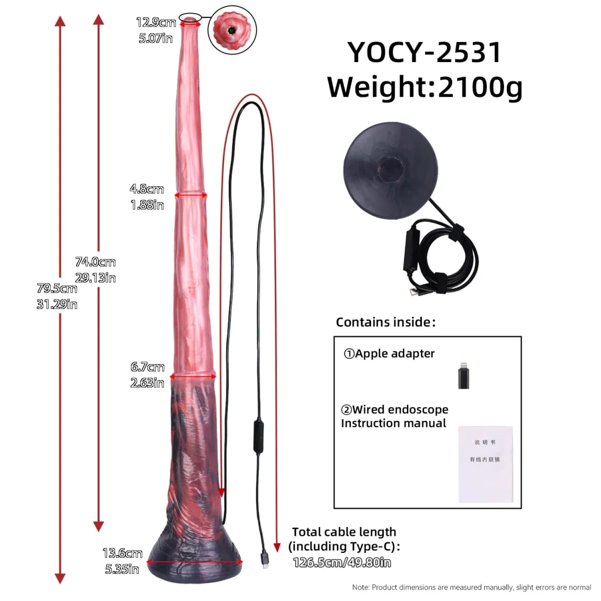 31inch Long Horse Dildo Anal Speculum Sex Toys Real-time Viewing Camera Giant Silicone Butt Plug with Strong Suction Cup — image 6