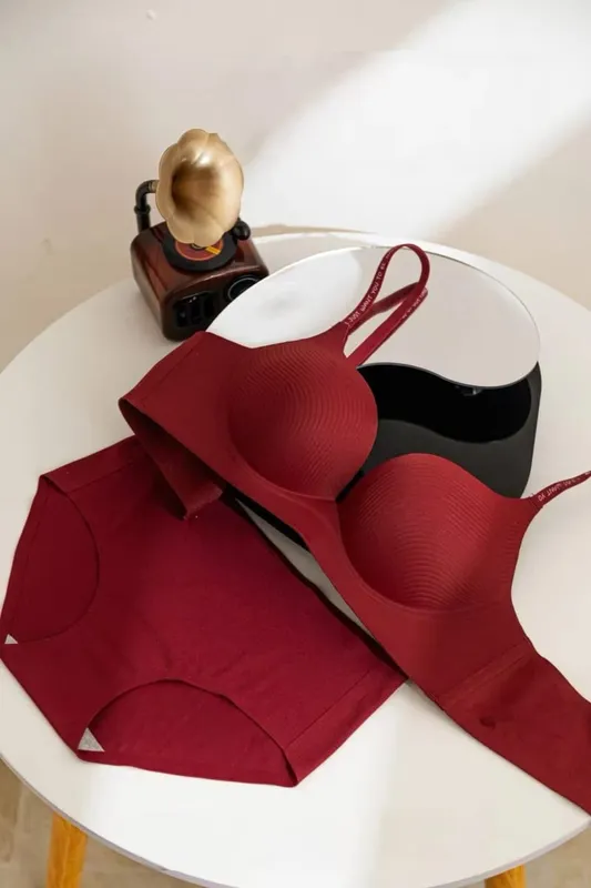 Sexy Red Push up Bra Set for Small Breasts Anti-Sagging Comfortable Breathable Wedding Lingerie Set without Underwire — image 10