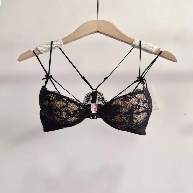Conjunto de Lingerie Feminina com Fecho Frontal Sutiã Push-Up Sem Aro Com Bojo Fino Alças Delicadas Sexy e Requintado — image 4