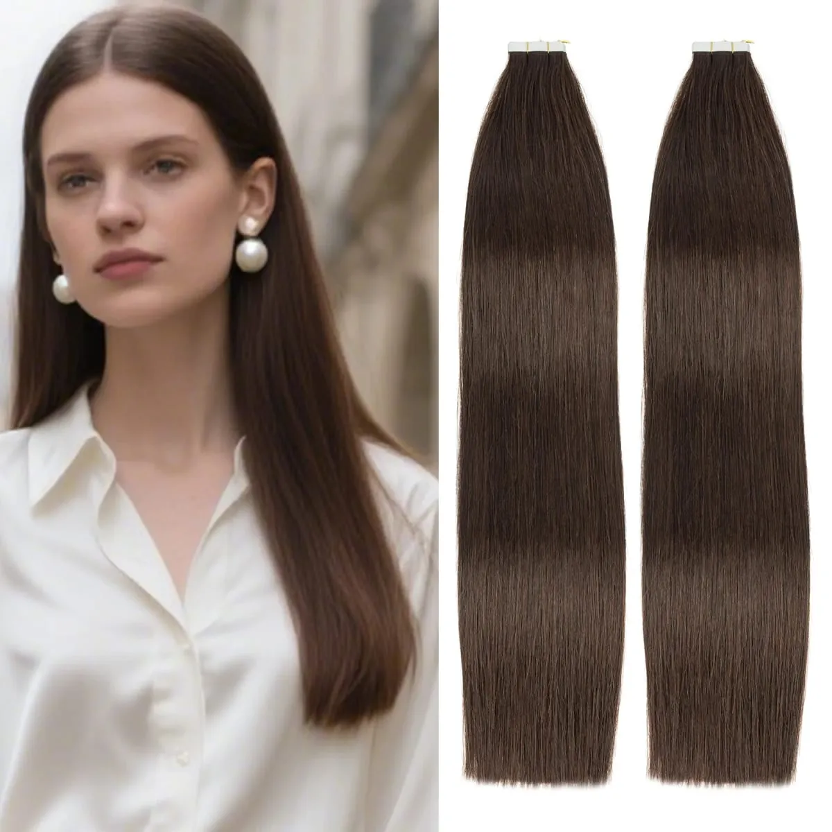 Silky Straight Tape ins Human Hair Extensions Tape in Hair Extensions Human Hair 40 Pcs/Pack Real Human Hair Tape in Extensions