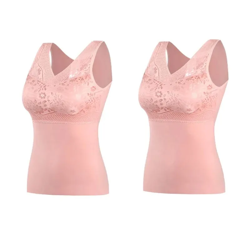Women Winter Lace Padded Thermal Vests Soft Skin‑Friendly Undershirts Comfortable Sleeveless Inner Versatile Daily Tank Tops — image 10
