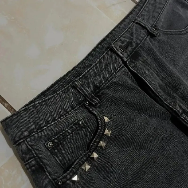 Washed Black Baggy Men Monster Tooth Embroidery Jeans Pocket Wide Leg Denim Pants Y2k Streetwear Hip Hop Loose Trousers Unisex — image 5