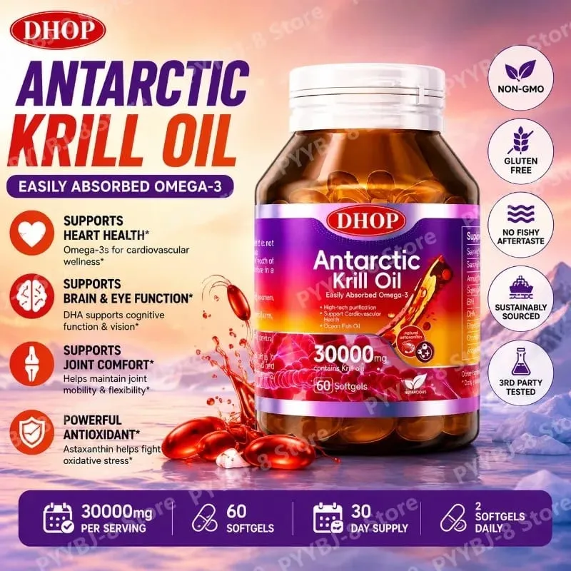 Antarctic Krill Oil Softgels 60 Capsules — 150mg EPA + 70mg DHA and Astaxanthin Support Antioxidant & Cardiovascular Health — image 1