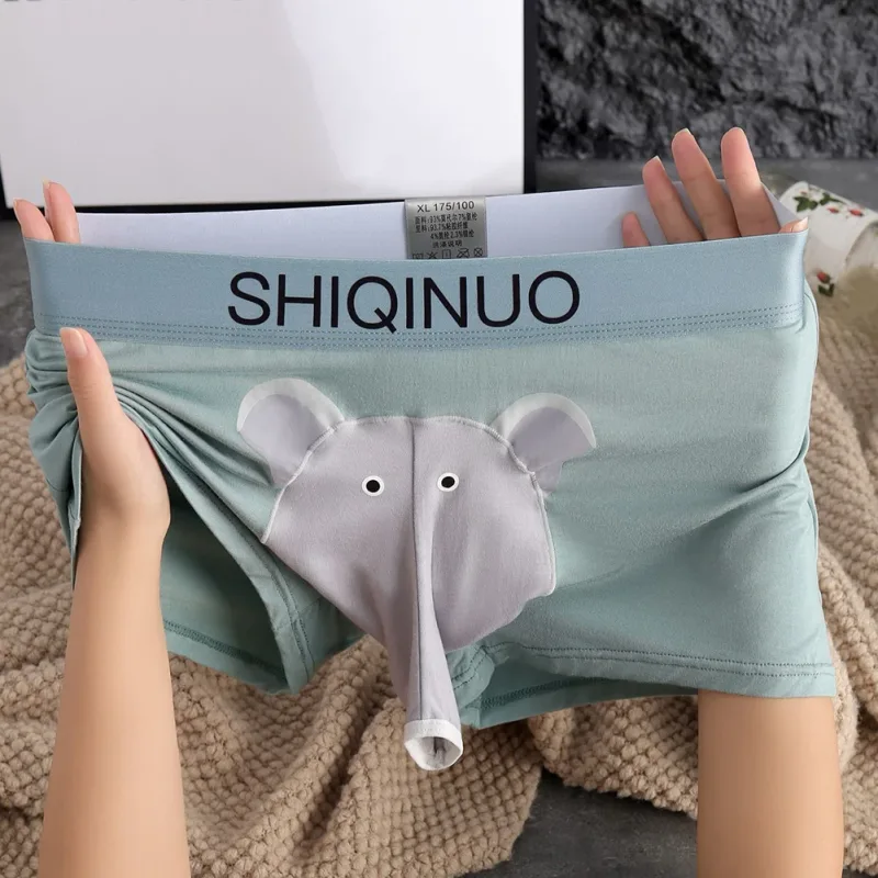 Cueca boxer masculina com estampa de elefante, cueca elástica com cintura 3d, macia, respirável, sono diário, casa, roupa íntima confortável — image 13