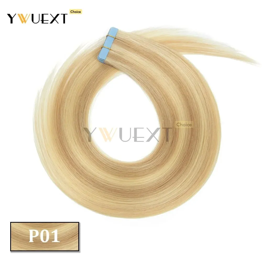 30G-50G Tape in Human Hair Extensions Natural Straight Machine Remy Hair 20pcs/pack Natural Look Hair Easy to Wear for Women — image 14
