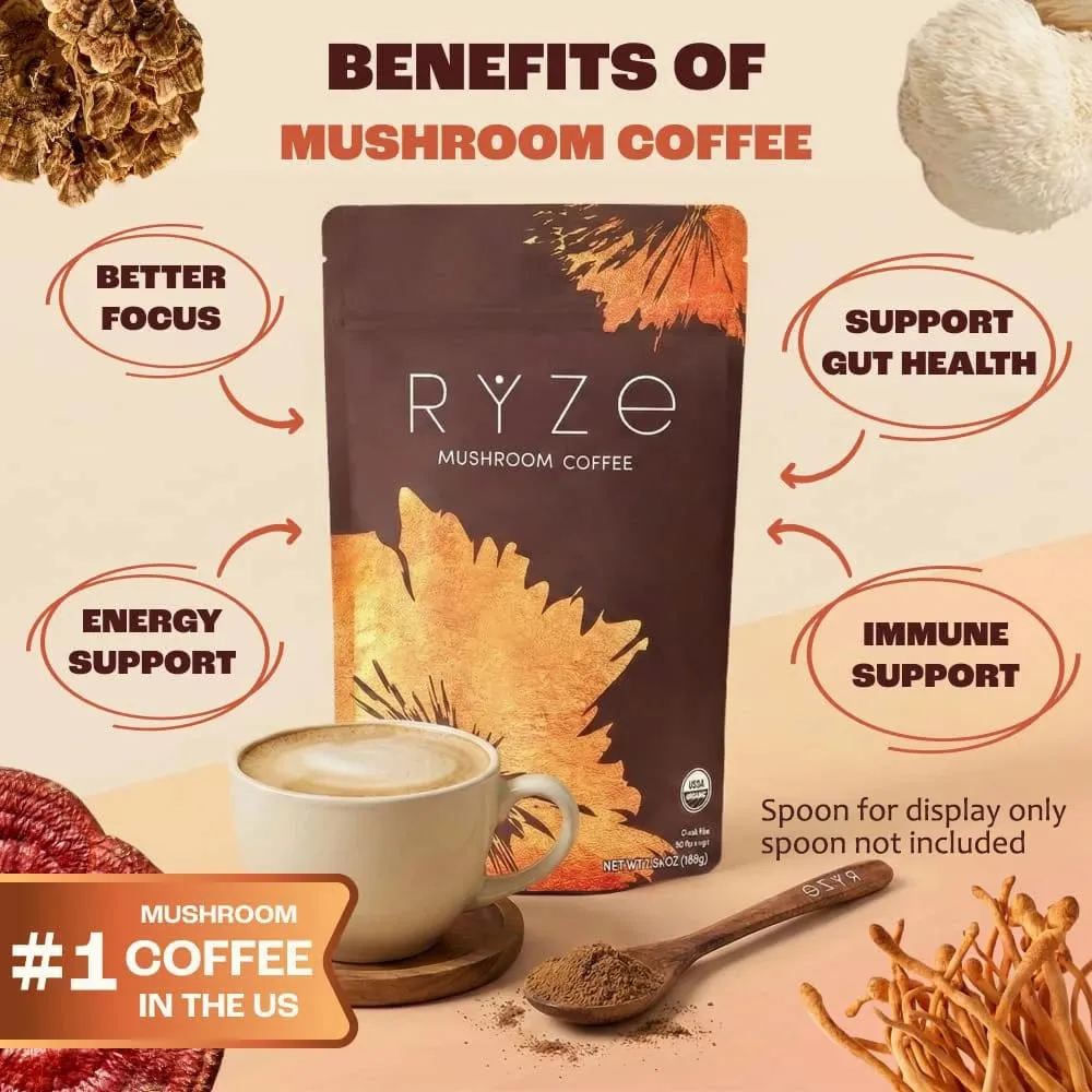 Medium Roast Instant Coffee Powder Mushroom Coffee for Energy Focus Digestion Immunity — image 5