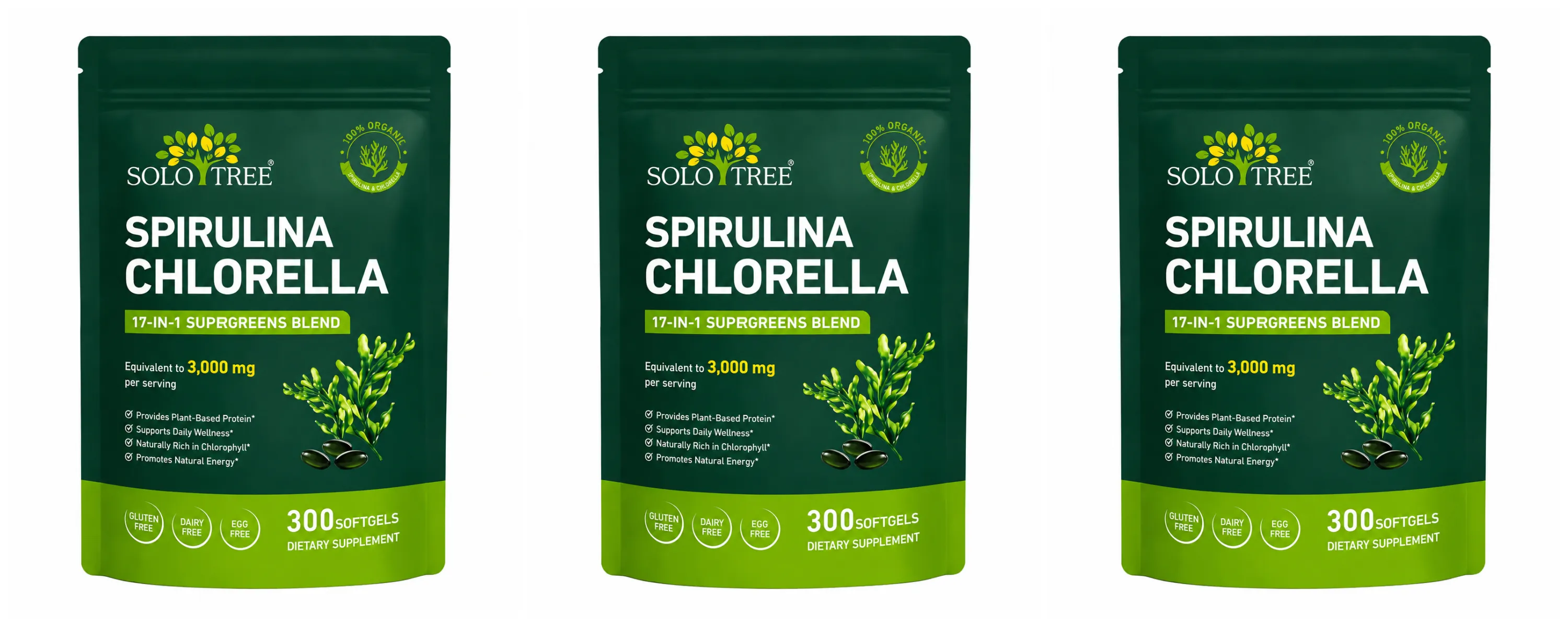 Solo Tree Spirulina Chlorella Softgels with Organic Microalgae Vitamin B6 B12 Digestive Balance & Immune Support 300 Softgels — image 9