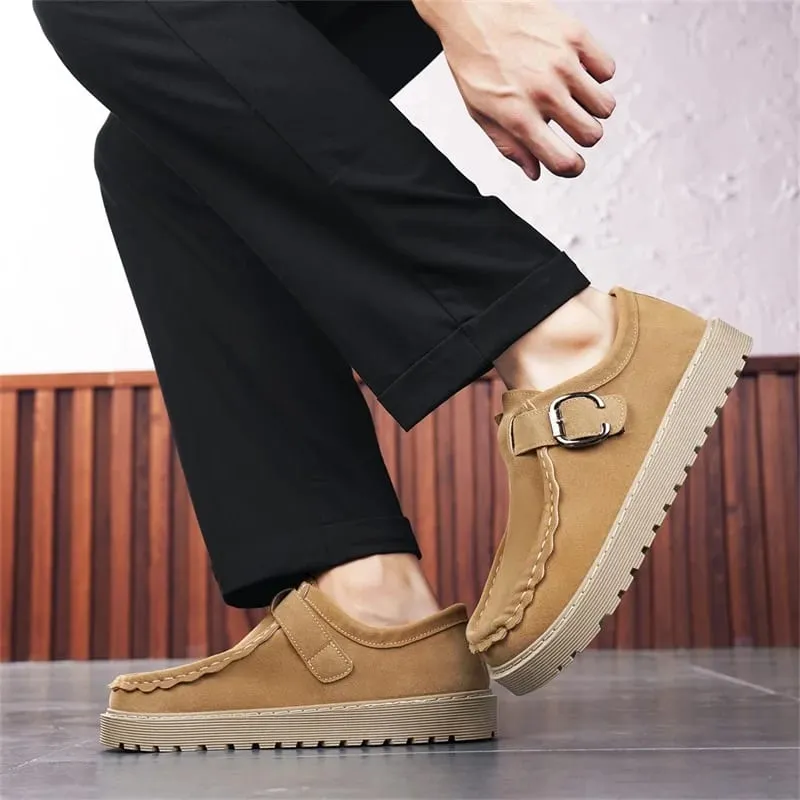 Men's Beige Suede Casual Loafers in Large Sizes Comfortable Thick Soled Non Slip Walking Shoes Fashionable and Trendy Shoes 2025 — image 4