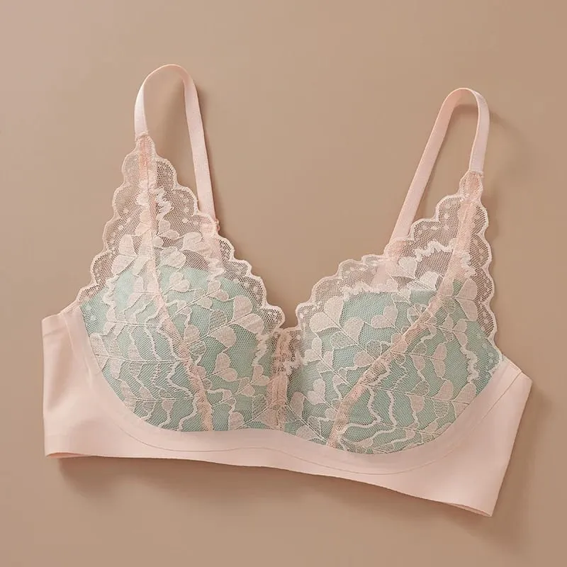 Japanese Sexy Spitze Büstenhalter ohne Bügel Push Up für kleine Brust Seitlich glättend Anti-Sagging Neu Bestseller MOYISU B