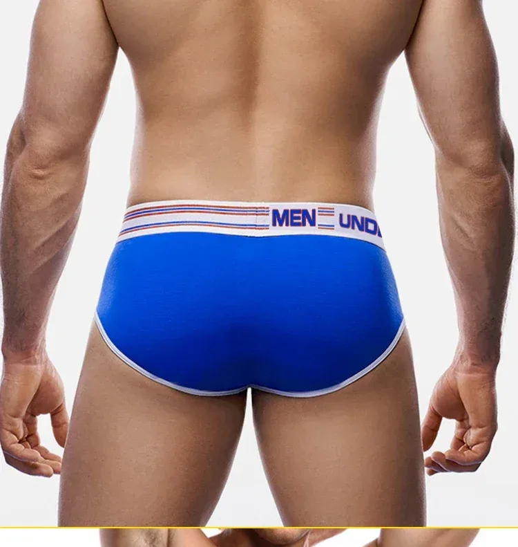 Men's Cotton Color Block Briefs, Pump! Logo Wide Waistband Low Rise Sexy 3D Convex Pouch Underwear 3256813080433415 — image 22