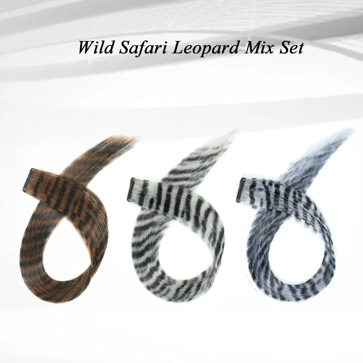 Clip in Hair Extensions 22 Inch Brown/Grey/White Synthetic Long Straight Hypoallergenic and Reusable Volumized Wavy — image 5