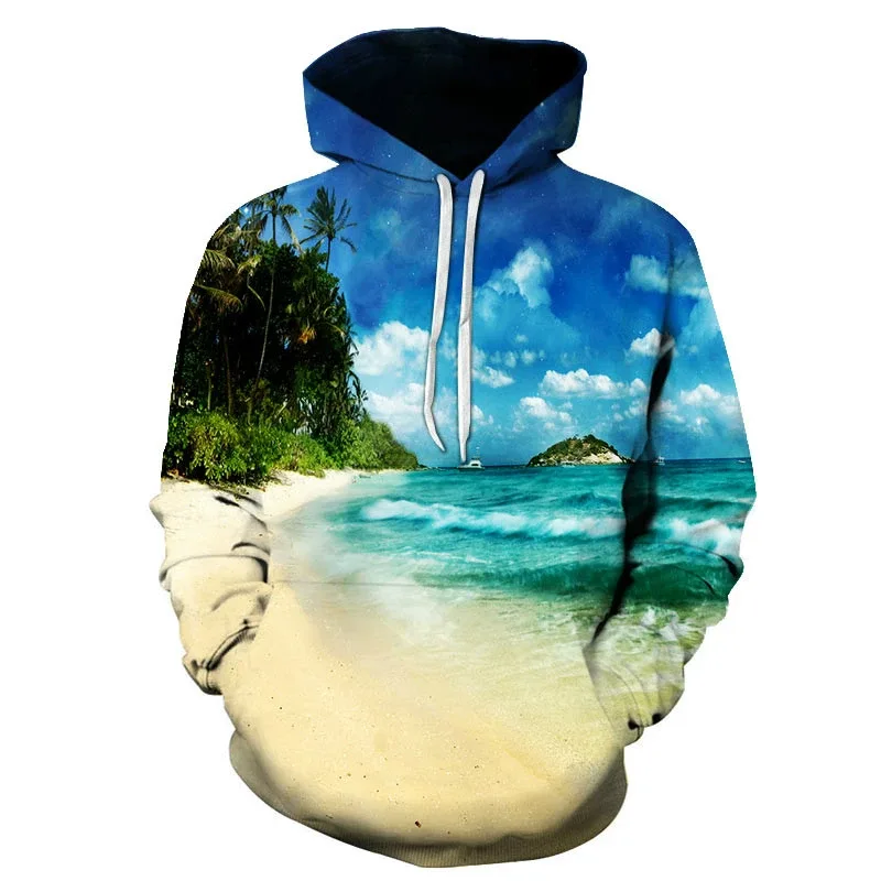 Hawaiian Four Seasons Fun 3D Printed Casual Hoodie Men's Cool Sunshine Beach Street Hoodie Full Style Trendy Style Tops