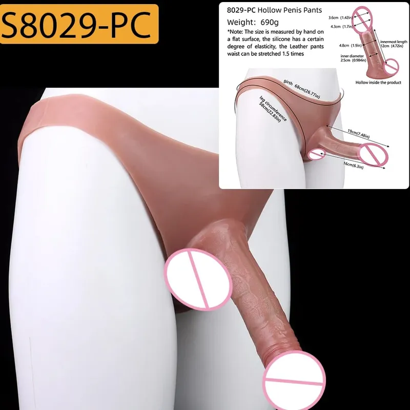 Flexible Skin-Like Huge Hollow Dildo Male Strap-On Lifelike Penis Extend Sleeve насадка на член Couples Sex Pleasure Toys — image 21