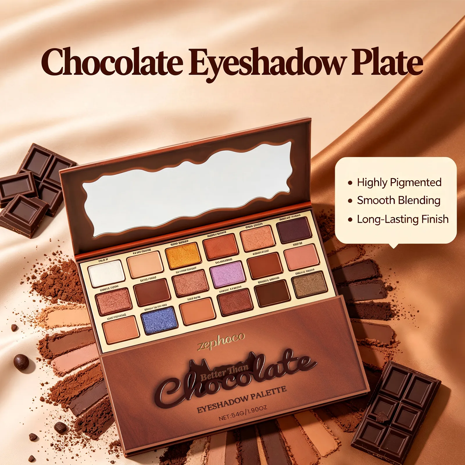 18 Color Chocolate Style Eyeshadow Palette Earth Colored Highlight Cool Tone Long Lasting Pigmented Eyeshadow Eye Makeup — image 2