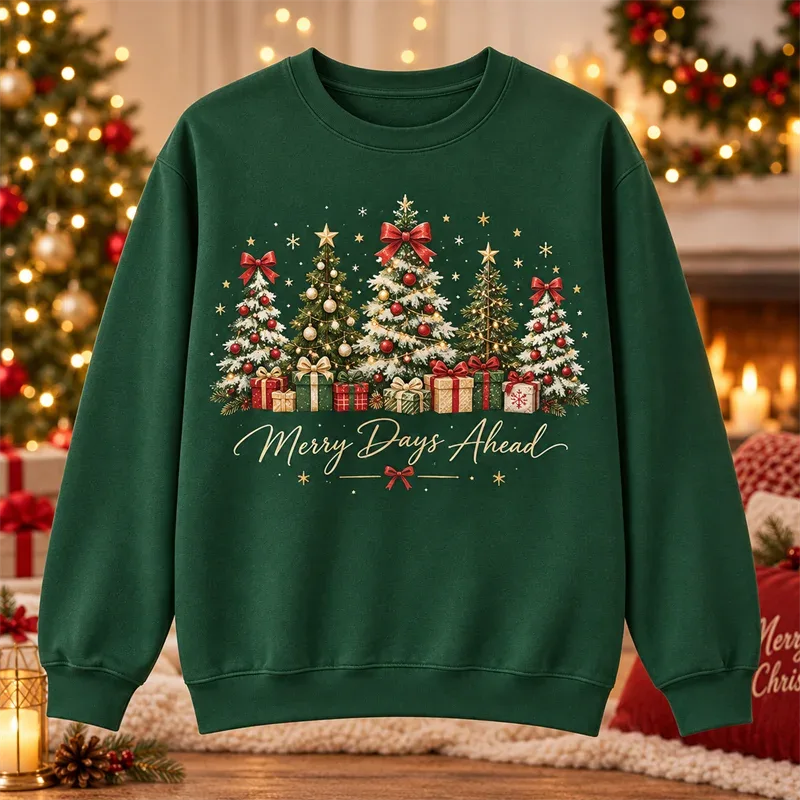 Christmas Crewneck Sweatshirt Santa Snowman Penguin Cat Dog Moose Holiday Graphic Pullover Winter Casual Party Streetwear Top — image 8