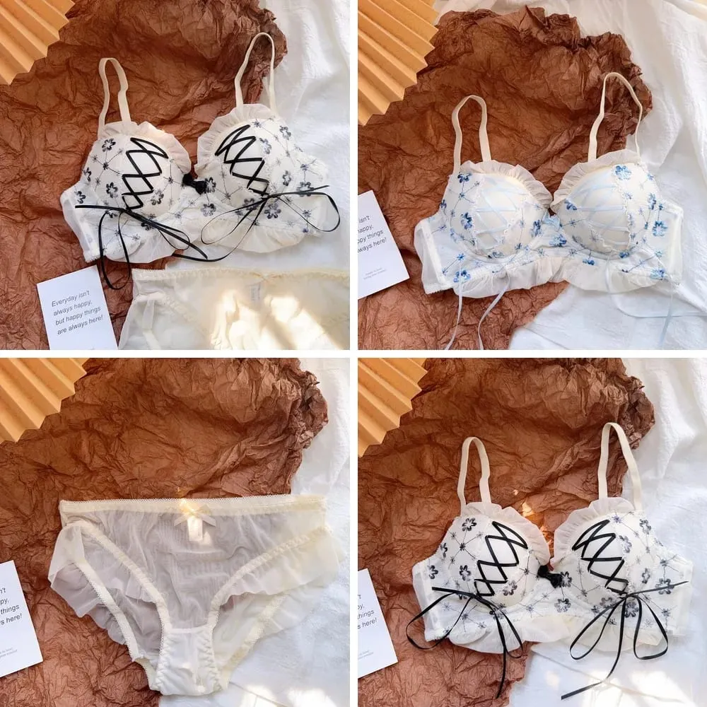 ชุดชั้นในลูกไม้เกาะอกสำหรับหน้าอกเล็ก Bralette และกางเกงชั้นในหวานและเซ็กซี่ — image 2