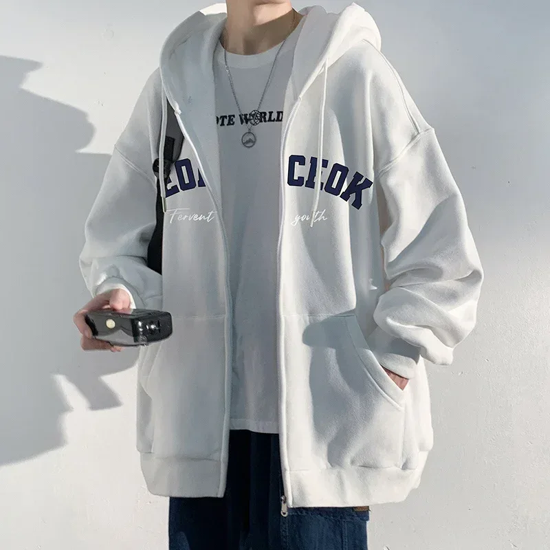 Spring Men's Streetwear Letter Printed Zip Up Hoodies 2025 New Hip Hop Long Sleeve Hoody Sweatshirts Oversized Y2K Tracksuit — image 6