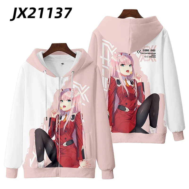 Hot Japan Anime Darling In The Franxx Cosplay Zipper Hoodies 3D Print Men Women Hip Hop Tracksuit Zipper Hoodie Men's Clothing — image 6