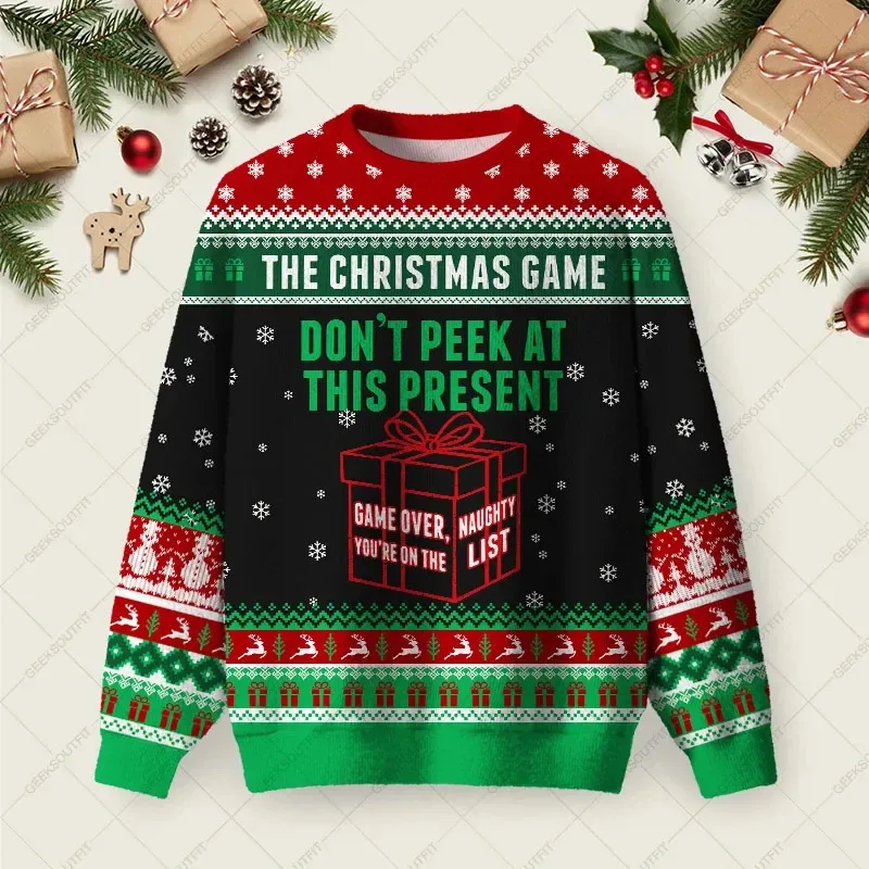 3D Print Gingerbread Man Graphic Sweatshirts Funny Santa Claus Ugly Christmas Sweater Unisex Xmas 2026 Pullover Casual Clothing