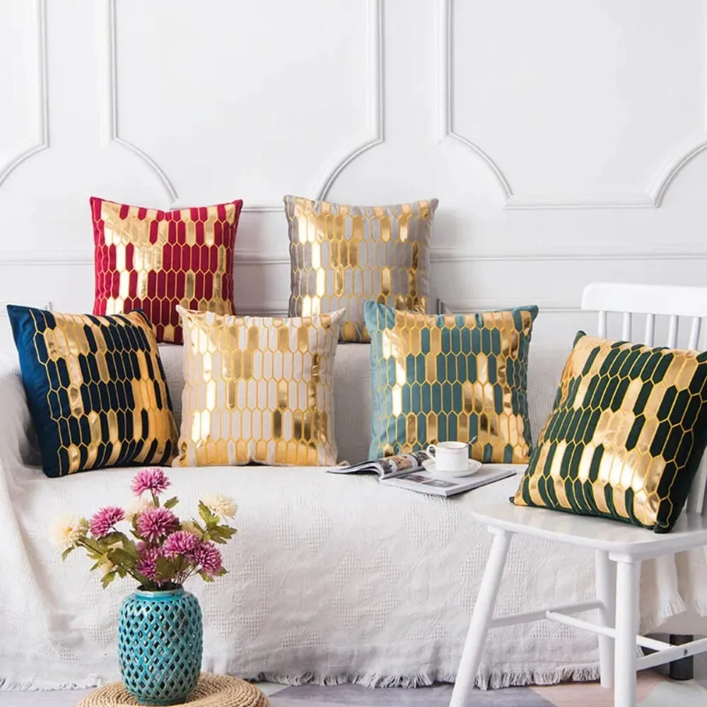 45x45cm Luxury Velvet Cushion Cover Bronzing Soft Decorative Pillow Set for Bedroom Sofa Home Decoration — image 7