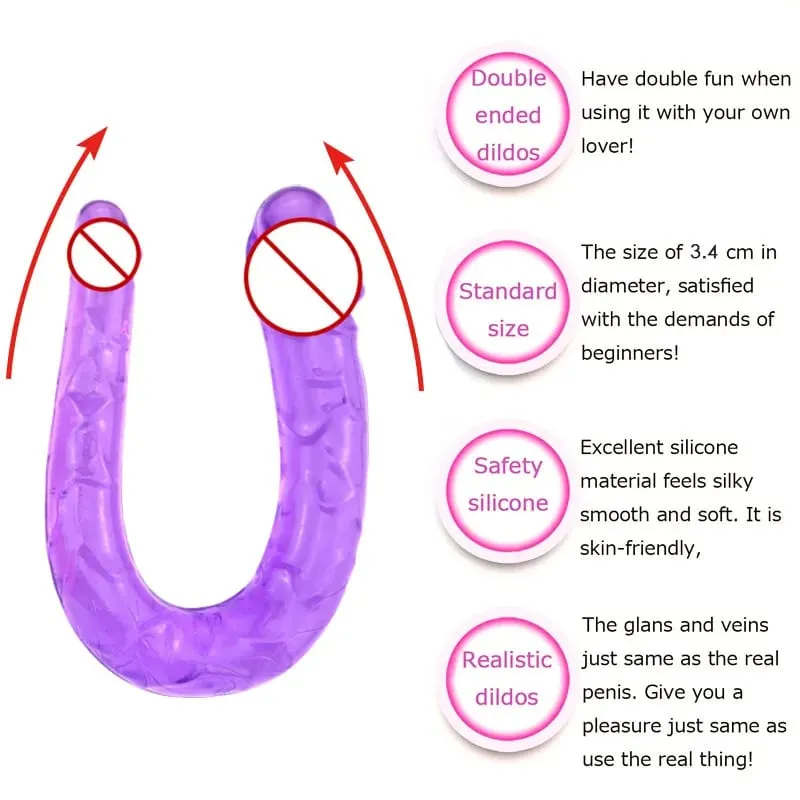 Dildo Sex Toys For Woman Vagina and Anus Realistic Penis Masturbators For Women Two Double Headed Dildos Adult Sex Toy For Women — image 5