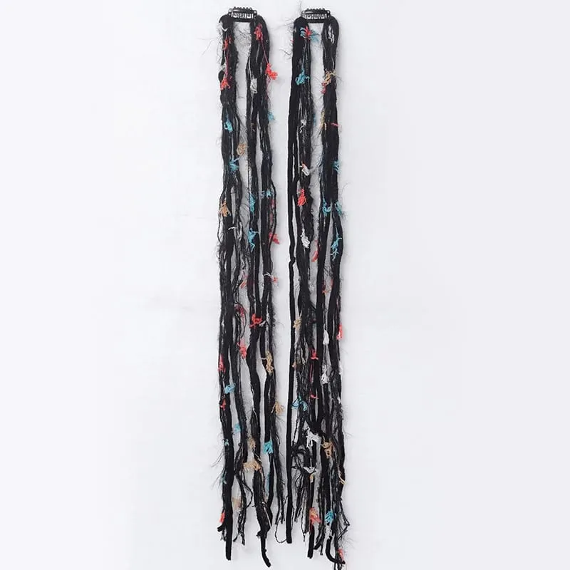 Clip In Dreadlock Hair Extensions Bohemian Frayed Wispy Thin Synthetic Boho Braids For Women Daily Rave Party Hairstyle — image 11