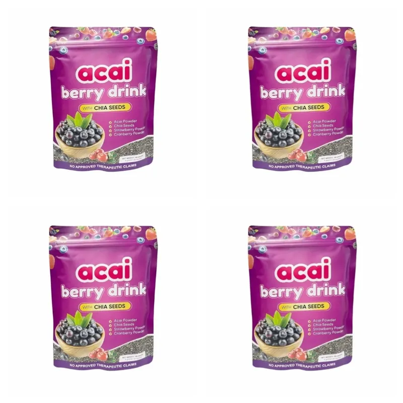 Acai Berry Drikkepulver med Chiafrø Jordbær Tranebær Til Antioxidant Daglig Wellness & Immunsystem Support Voksen 40g