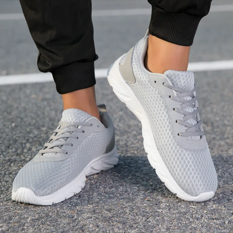 Zapatos atléticos negros sólidos para hombre, parte superior de malla hueca, suela ligera antideslizante, entrenamiento para trotar, calzado deportivo informal para viajes diarios al aire libre — image 3