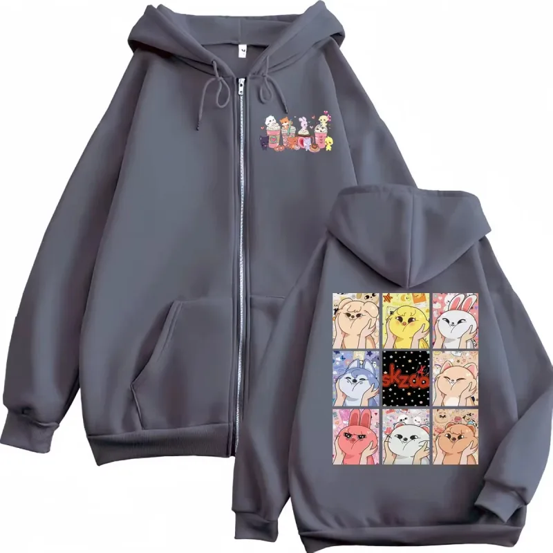 Limited Kpop ATEEZ Cartoon Zipper Hoodie Men Women Clothing Fashion Hip Hop Zip Up Sweatshirts Harajuku Y2k Oversized Pullovers — image 9