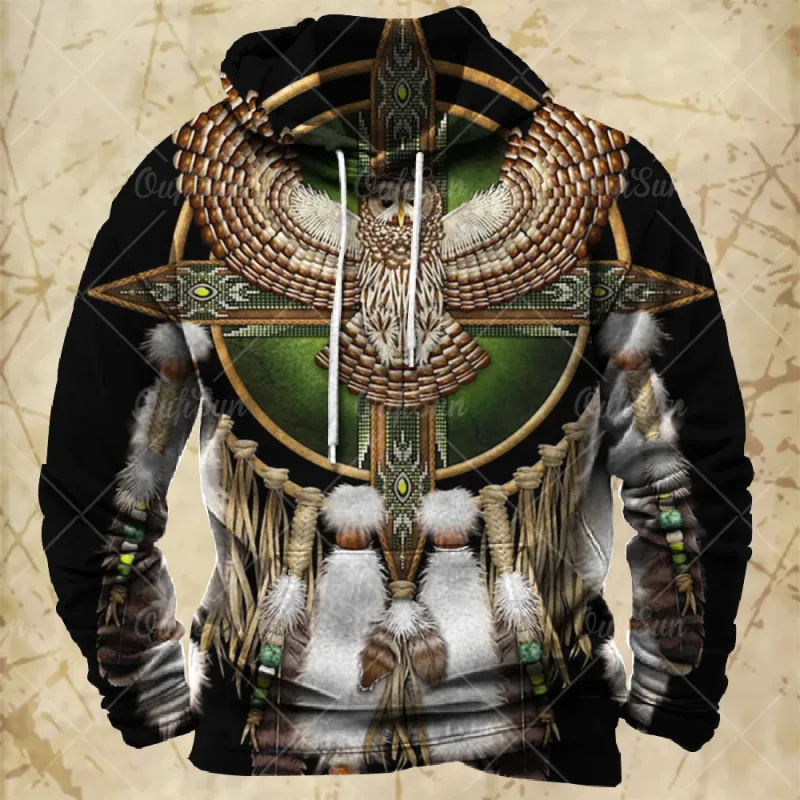 Vintage Hoodie For Men Harajuku 3D Print Autumn Long Sleeve Sweatshirts Oversized Y2k Clothing Men's Hoodies Fashion Streetwear