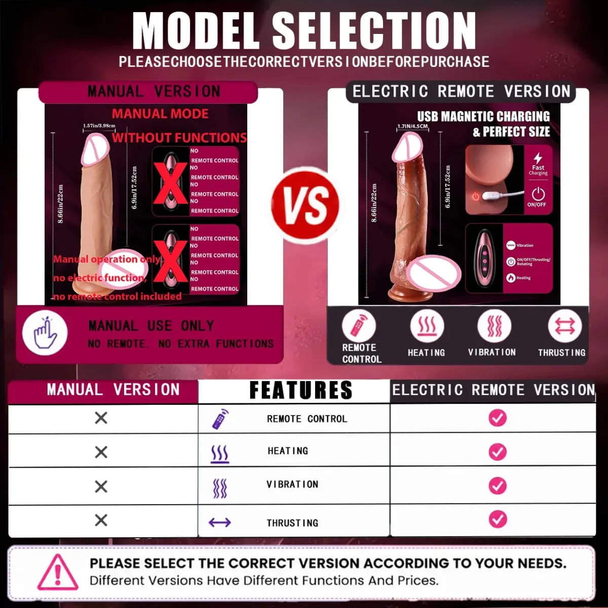 Dildo - 9.0 inch Telescopic Dildo Vibrator Sex Toy - with 10 Insertion And 10 Vibration And Heating Modes Realistic Dildo for G-Spot Anal Stimulation Silicone Dildo Remote Control Female Couple Adult Sex Toy — image 8