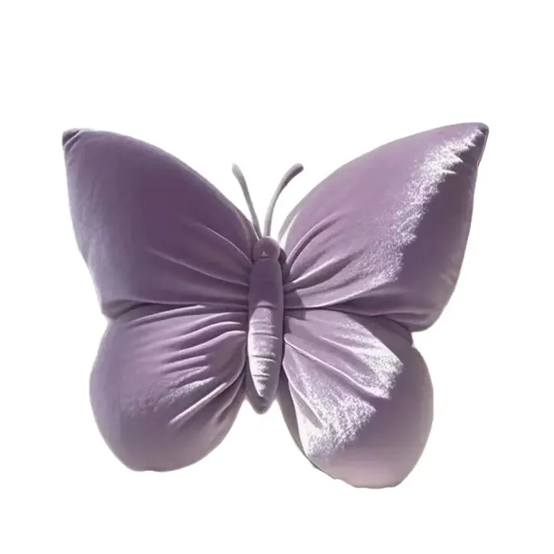 Butterfly Plush Pillow Lace Decor Waist Cushion Soft Fluffy Throw Pillow For Home Car Bedroom Sofa Decor Birthday Gift For Women