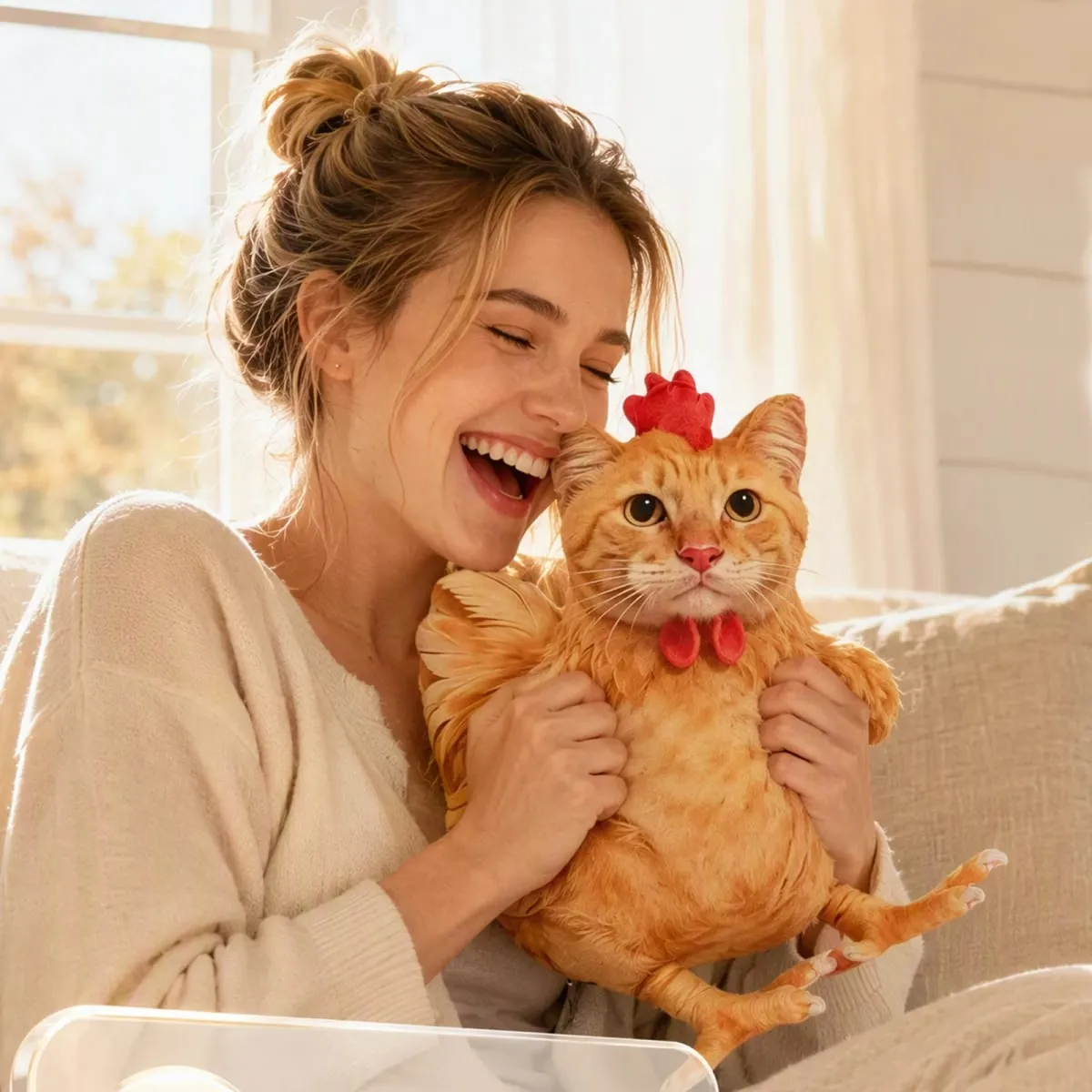 Kat Kylling Sjov nyhed Blød plyspude Sødt dyr fyldt sofapude 3D Orange Tabby Killingdukke — image 7