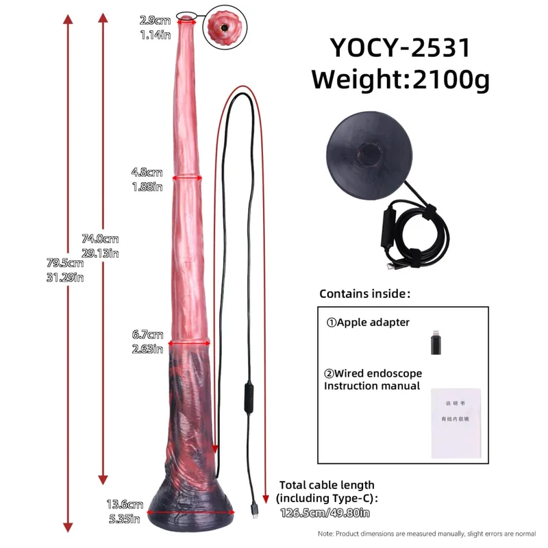 31inch Long Horse Dildo Anal Speculum Sex Toys Real-time Viewing Camera Giant Silicone Butt Plug with Strong Suction Cup