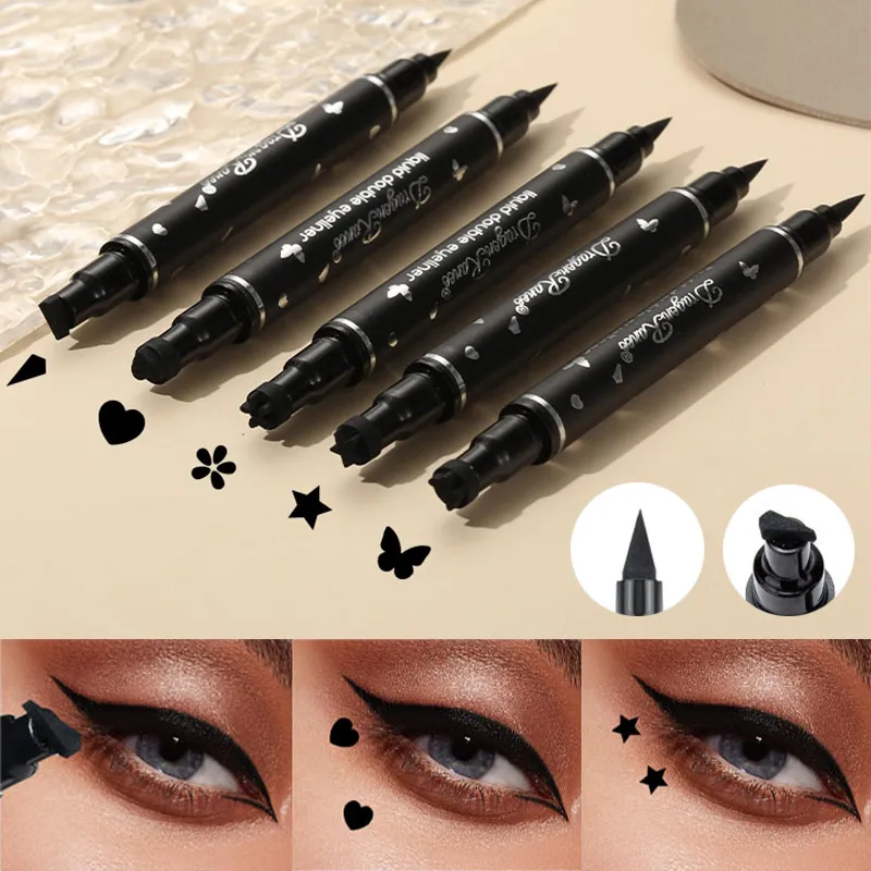 Double Head Liquid Eyeliner Star Butterfly Shape Tattoo Stamp Waterproof Lasting 2 in 1 Seal Stamp Eye Liner Pen Makeup Cosmetic