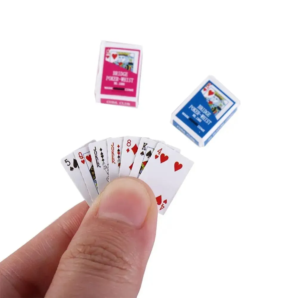 1:12 Dollhouse Accessories Mini Poker Cards Miniature Dollhouse Miniature Games Poker Mini Playing Cards Playing Poker Cards