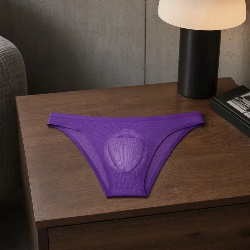 Soft Ice Silk Men's Triangle Panties Lingerie Breathable Men Thin Briefs Solid Color Large Size Underwear for Men Male — image 3