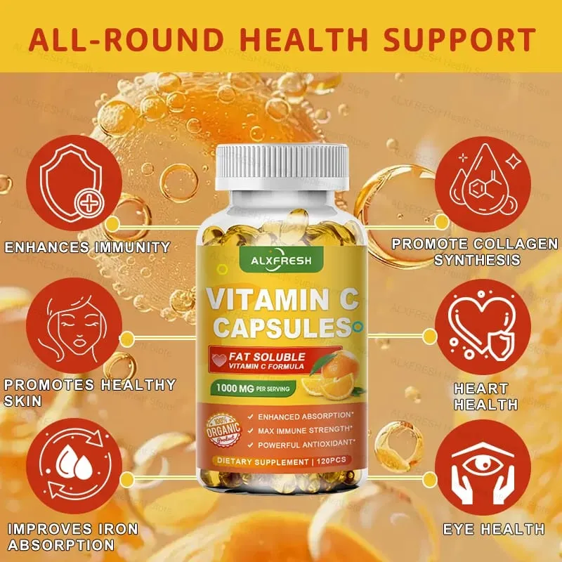 Vitamin C Capsules 1000 Mg -High Absorption - Antioxidant for Skin Support Collagen Immune System Health — image 3