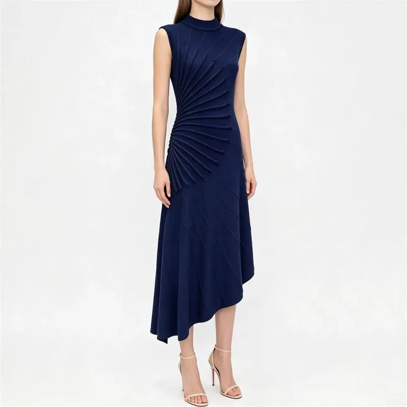 Spring/Summer 2026 High-Quality Asymmetrical Knitted Knot Sculpture-Style Sleeveless Dress Slimming Elastic Fitted Vest Skirt — image 2