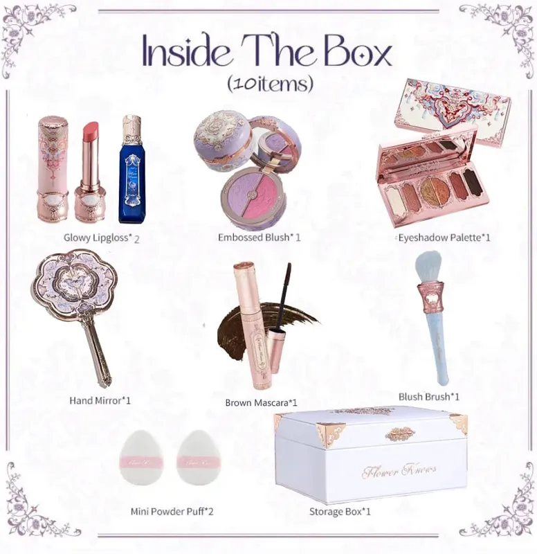 Flower Know Strawberry Rococo Coffret cadeau tout-en-un Kit de maquillage professionnel complet miroir de jardin Blush poudre crème pour les lèvres Flowerknows