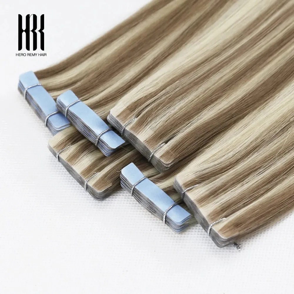 Invisible Tape In Extensions Real Remy Human Hair Seamless Pu Skin Weft Injected Hair Extensions Adhesives Tape-Ins 2g/piece